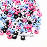 4x7mm Acrylic Letter Round Beads Alphabet Pink - DIY Jewelry Making