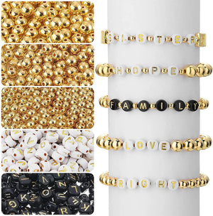 Letter Beads Set 1600Pcs + 4/6/8mm Spacer Beads for Jewelry Making