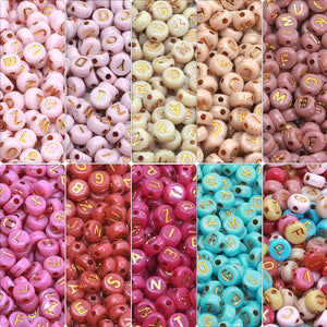 4x7mm Chocolate Alphabet Acrylic Spacer Beads for Jewelry Making