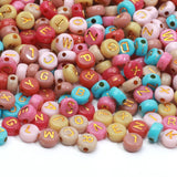 4x7mm Chocolate Alphabet Acrylic Spacer Beads for Jewelry Making