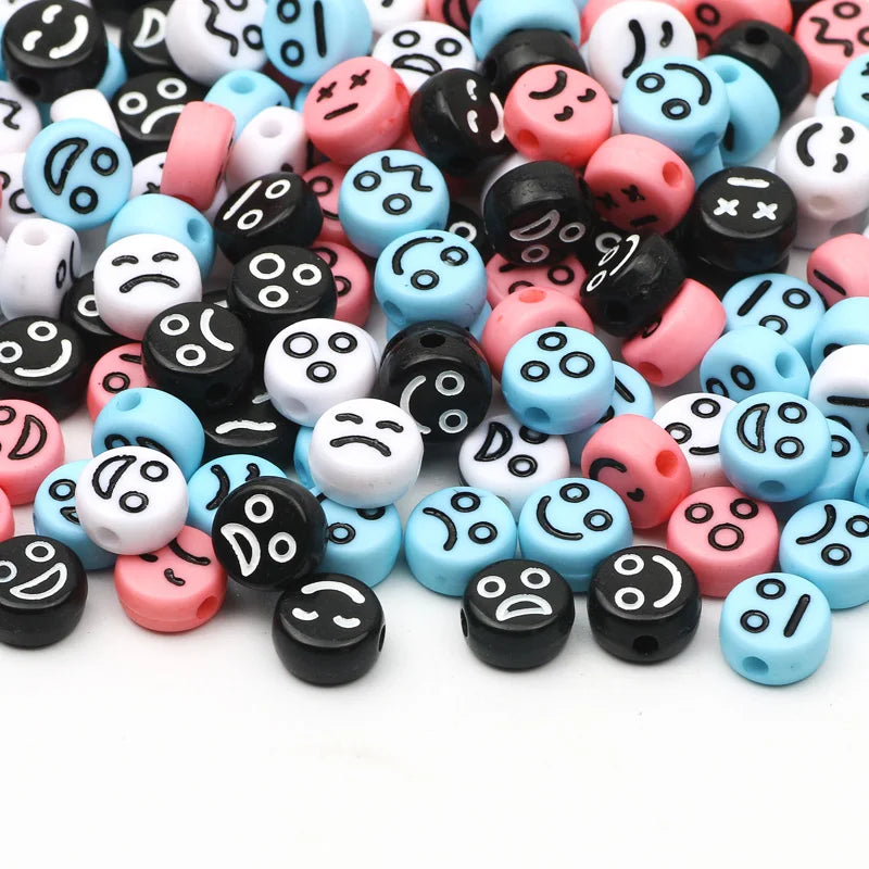 4x7mm Acrylic Smiley Spacer Beads for DIY Jewelry Making
