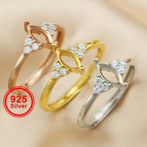 4x8MM Marquise Prong Ring Settings 925 Sterling Silver