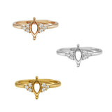 4x8MM Marquise Prong Ring Settings 925 Sterling Silver