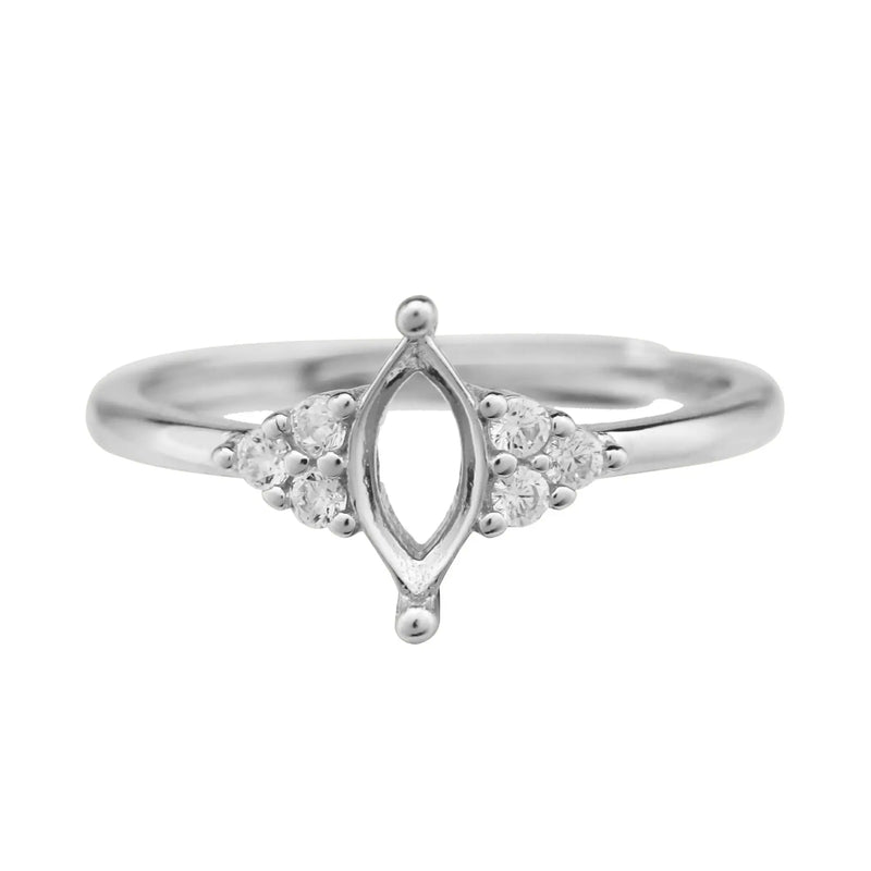 4x8MM Marquise Prong Ring Settings 925 Sterling Silver