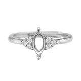 4x8MM Marquise Prong Ring Settings 925 Sterling Silver