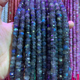 4x8mm Gray Labradorite Stone Beads Rondelle Spacer Loose Beads