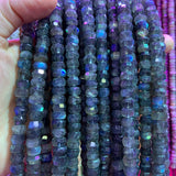 4x8mm Gray Labradorite Stone Beads Rondelle Spacer Loose Beads
