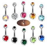 Single Crystal Rhinestone Belly Button Rings 20pcs Surgical Steel
