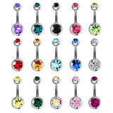 Single Crystal Rhinestone Belly Button Rings 20pcs Surgical Steel