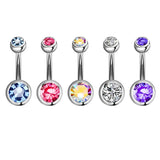 Single Crystal Rhinestone Belly Button Rings 20pcs Surgical Steel