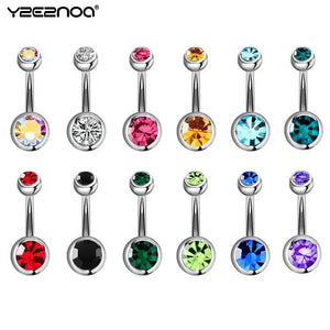 Single Crystal Rhinestone Belly Button Rings 20pcs Surgical Steel