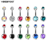Single Crystal Rhinestone Belly Button Rings 20pcs Surgical Steel