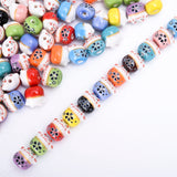 Colorful Ceramic Beads 14mm Porcelain Lucky Cat Animal Pattern Beads DIY Jewelry