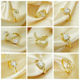 Random Assorted Adjustable CZ Ring Snake Leaves Promise Rings for Women