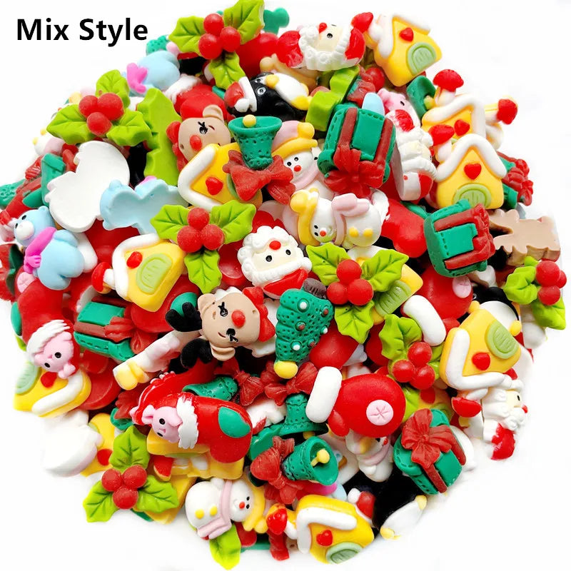 Resin Christmas Tree Bell Snowman Patch Crafts DIY Jewelry Making Accessories