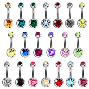 14G Zircon Navel Piercing Set Surgical Steel Crystal Belly Button Ring Bar
