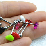 Heart Shaped Tongue Piercing Rings Stainless Steel Barbell Body Jewelry