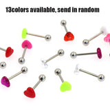 Heart Shaped Tongue Piercing Rings Stainless Steel Barbell Body Jewelry