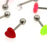 Heart Shaped Tongue Piercing Rings Stainless Steel Barbell Body Jewelry