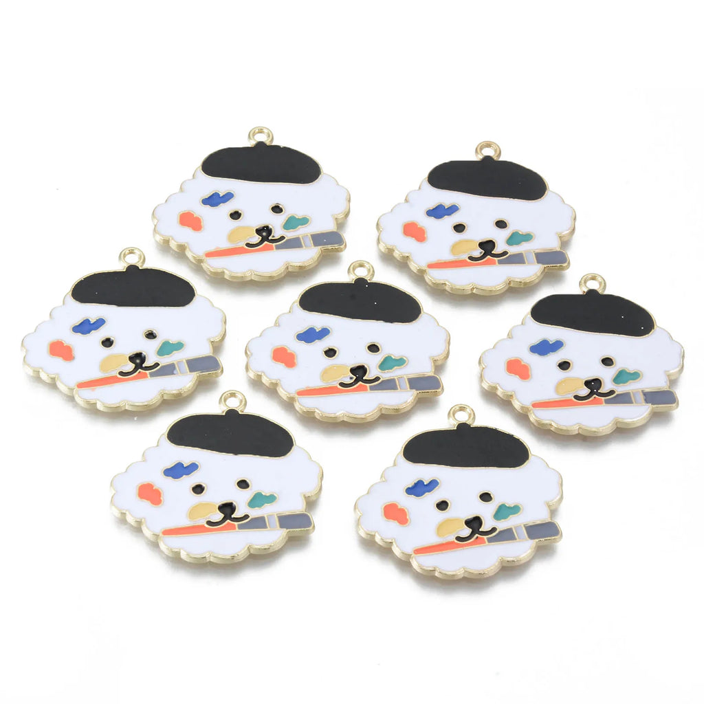 5/10Pcs Corgi Poodle Dog Enamel Pendants Metal Charms DIY Jewelry Making