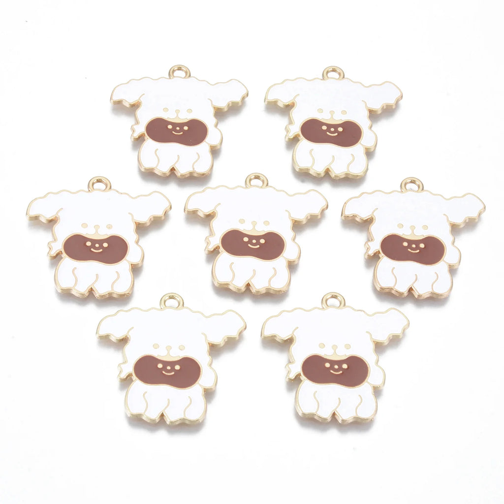 5/10Pcs Corgi Poodle Dog Enamel Pendants Metal Charms DIY Jewelry Making