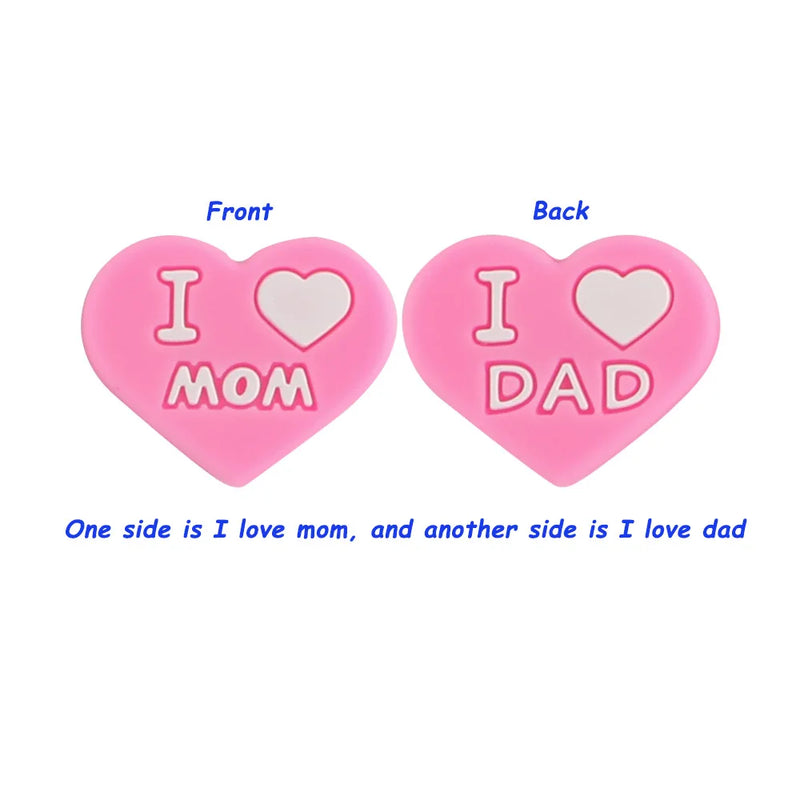 5/10Pcs Silicone Beads I LOVE MOM Dad DIY Jewelry Making Bulk