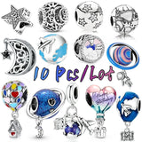 Sky Astronaut Stars Moon Travel Beads Charm Bracelet Jewelry