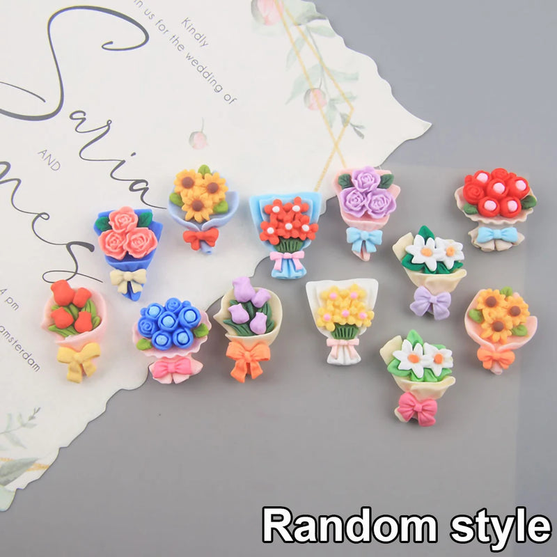 Mini Resin Bouquet Artificial Flower for DIY Scrapbooking & Jewelry Making
