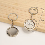 5/10pcs Metal Rotating Keychain Round Blank DIY Tag Key Chain