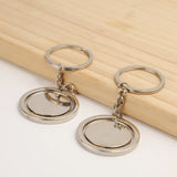 5/10pcs Metal Rotating Keychain Round Blank DIY Tag Key Chain