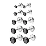 10Pcs Stainless Steel CZ Flatback Cartilage Piercing Studs Set