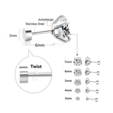 10Pcs Stainless Steel CZ Flatback Cartilage Piercing Studs Set