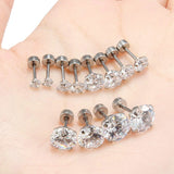 10Pcs Stainless Steel CZ Flatback Cartilage Piercing Studs Set