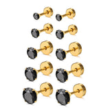 10Pcs Stainless Steel CZ Flatback Cartilage Piercing Studs Set