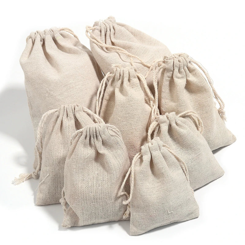 Jute Drawstring Pouch Burlap Beige Gift Bags Wedding Christmas Party Bags