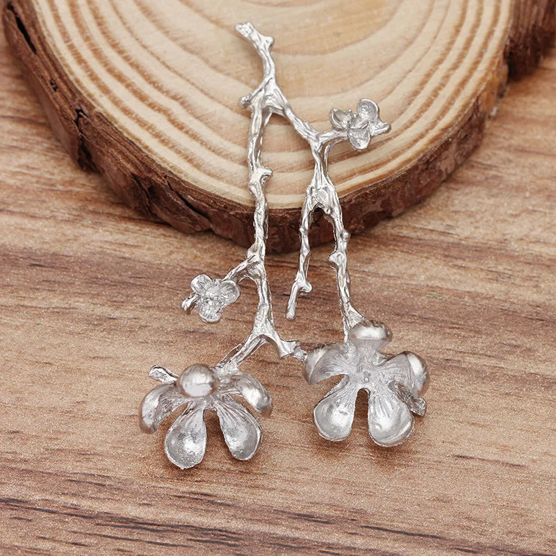 Metal Branch Leaf Flower Charms for Hair Jewelry Making DIY Accessories 55x35mm