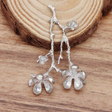 Metal Branch Leaf Flower Charms for Hair Jewelry Making DIY Accessories 55x35mm