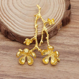 Metal Branch Leaf Flower Charms for Hair Jewelry Making DIY Accessories 55x35mm