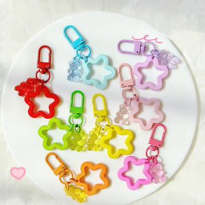 Metal Keyrings Buckle with Bear Pendant Keychain for DIY Jewelry Making
