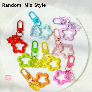 Metal Keyrings Buckle with Bear Pendant Keychain for DIY Jewelry Making
