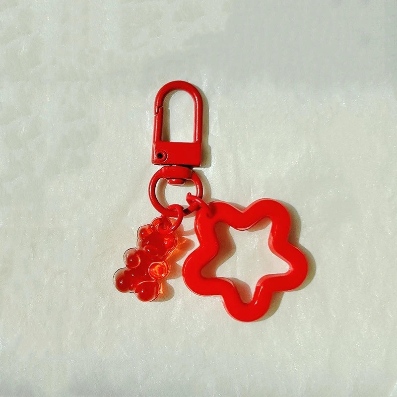 Metal Keyrings Buckle with Bear Pendant Keychain for DIY Jewelry Making