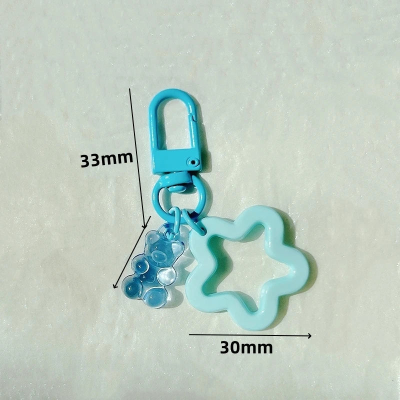 Metal Keyrings Buckle with Bear Pendant Keychain for DIY Jewelry Making