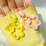 Metal Keyrings Buckle with Bear Pendant Keychain for DIY Jewelry Making