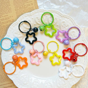 Metal Keyrings With Star Bells Pendant Colored Keychain for DIY Jewelry Making