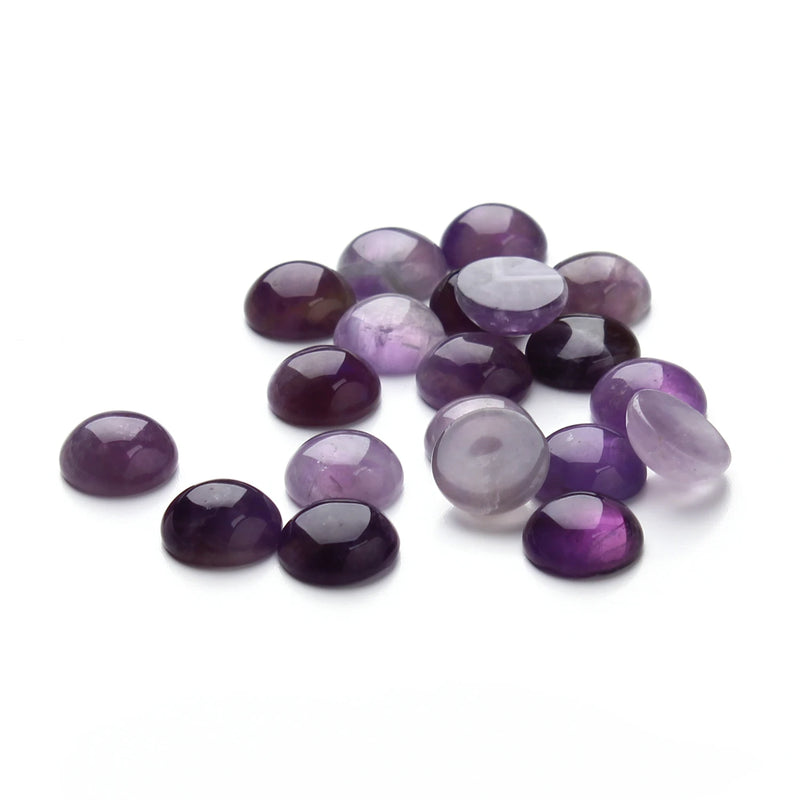 Round Amethysts Ring Surface Natural Stone Cabochons 4-25mm