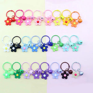 Open Ring Buckle Keychain with Flower Bells Pendant for DIY Jewelry Making