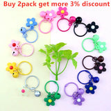 Open Ring Buckle Keychain with Flower Bells Pendant for DIY Jewelry Making