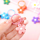 Open Ring Buckle Keychain with Flower Bells Pendant for DIY Jewelry Making