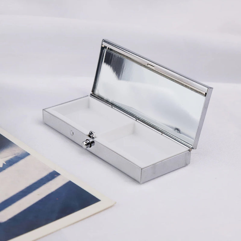 Portable Metal Pill Box Case 2 Cell Medicine Holder Container Organizer