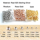 925 Sterling Silver Round Beads Rose Spacer for Bracelet Necklace Jewelry Making